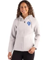 View image 10: Los Angeles Rams Historic Cutter & Buck Roam Recycled Buttery-Soft Knit Womens Full Zip Hooded Jacket Solitaire Front