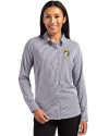 Green Bay Packers Historic Cutter & Buck Skyline Recycled Gingham Womens Long Sleeve Spread Collar Dress Shirt Black/White Front Thumbnail Image