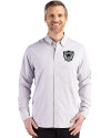 Las Vegas Raiders Historic Cutter & Buck Skyline Epic Confidence Recycled Gingham Mens Long Sleeve Dress Shirt Concrete/White Front Thumbnail Image