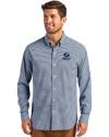 Green Bay Packers Americana Cutter & Buck Skyline Recycled Gingham Mens Long Sleeve Button Down Dress Shirt Pale Blue/Navy Blue Front Thumbnail Image
