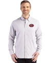 San Francisco 49ers Historic Cutter & Buck Skyline Epic Confidence Recycled Gingham Mens Long Sleeve Dress Shirt Concrete/White Front Thumbnail Image