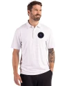 NY Mets City Connect Cutter & Buck Forge Epic Confidence Fine Line Stripe Stretch Recycled Mens Polo White/Polished Front Thumbnail Image