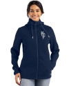 Kansas City Royals City Connect Cutter & Buck Roam Epic Versatility Recycled Womens Full Zip Hooded Jacket Navy Blue Front Thumbnail Image