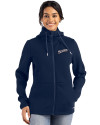 San Diego Padres Cooperstown Cutter & Buck Roam Epic Versatility Recycled Womens Full Zip Hooded Jacket Navy Blue Front Thumbnail Image