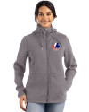Montreal Expos Cooperstown Cutter & Buck Roam Epic Versatility Recycled Womens Full Zip Hooded Jacket Elemental Grey Front Thumbnail Image