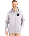 New York Mets Mono Cutter & Buck Roam Epic Versatility Recycled Mens Full Zip Hooded Jacket Solitare Front Thumbnail Image