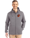 Baltimore Orioles Cooperstown Cutter & Buck Roam Epic Versatility Recycled Mens Full Zip Hooded Jacket Elemental Grey Front Thumbnail Image