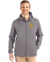 San Diego Padres Cutter & Buck Roam Epic Versatility Recycled Mens Full Zip Hooded Jacket Elemental Grey Front Thumbnail Image