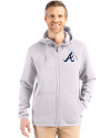 Atlanta Braves Cutter & Buck Roam Epic Versatility Recycled Mens Full Zip Hooded Jacket Solitare Front Thumbnail Image
