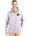 New York Yankees Mono Cutter & Buck Roam Epic Versatility Recycled Mens Full Zip Hooded Jacket Solitare Front Thumbnail Image