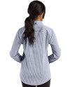 Detroit Tigers Cutter & Buck Skyline Epic Confidence Recycled Gingham Womens Long Sleeve Dress Shirt  Navy Blue/White Back Thumbnail Image