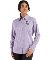 Colorado Rockies City Connect Cutter & Buck Skyline Epic Confidence Recycled Gingham Womens Long Sleeve Dress Shirt  College Purple/White Front Thumbnail Image