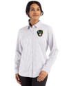 Milwaukee Brewers Cutter & Buck Skyline Epic Confidence Recycled Gingham Womens Long Sleeve Dress Shirt  Concrete/White Front Thumbnail Image