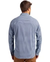 Los Angeles Angels Mono Cutter & Buck Skyline Epic Confidence Recycled Gingham Mens Long Sleeve Dress Shirt Pale Blue/Navy Blue Back Thumbnail Image