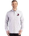 St. Louis Cardinals Cooperstown Cutter & Buck Skyline Epic Confidence Recycled Gingham Mens Long Sleeve Dress Shirt Concrete/White Front Thumbnail Image