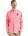 St. Louis Cardinals Cooperstown Cutter & Buck Skyline Epic Confidence Recycled Gingham Mens Long Sleeve Dress Shirt Red/White Front Thumbnail Image