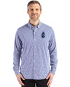 Chicago Cubs Cooperstown Cutter & Buck Skyline Epic Confidence Recycled Gingham Mens Long Sleeve Dress Shirt Tour Blue/White Front Thumbnail Image