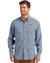 Cincinnati Reds Stars & Stripes Cutter & Buck Skyline Epic Confidence Recycled Gingham Mens Long Sleeve Dress Shirt Pale Blue/Navy Blue Front Thumbnail Image