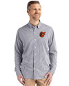 Baltimore Orioles Cooperstown Cutter & Buck Skyline Epic Confidence Recycled Gingham Mens Long Sleeve Dress Shirt Black/White Front Thumbnail Image