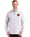 Baltimore Orioles Cooperstown Cutter & Buck Skyline Epic Confidence Recycled Gingham Mens Long Sleeve Dress Shirt Concrete/White Front Thumbnail Image