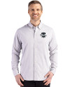 Philadelphia Phillies Mono Cutter & Buck Skyline Epic Confidence Recycled Gingham Mens Long Sleeve Dress Shirt Concrete/White Front Thumbnail Image