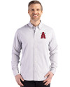 Los Angeles Angels City Connect Cutter & Buck Skyline Epic Confidence Recycled Gingham Mens Long Sleeve Dress Shirt Concrete/White Front Thumbnail Image