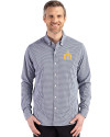 Seattle Mariners Cooperstown Cutter & Buck Skyline Epic Confidence Recycled Gingham Mens Long Sleeve Dress Shirt Navy Blue/White Front Thumbnail Image