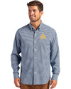 Seattle Mariners Cooperstown Cutter & Buck Skyline Epic Confidence Recycled Gingham Mens Long Sleeve Dress Shirt Pale Blue/Navy Blue Front Thumbnail Image