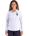 Kansas City Royals City Connect Cutter & Buck Skyline Epic Confidence Recycled Pinstripe Womens Long Sleeve Dress Shirt  Pale Blue/White Front Thumbnail Image