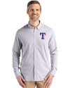Texas Rangers Cutter & Buck Skyline Epic Confidence Recycled Pinstripe Mens Long Sleeve Dress Shirt Elemental Grey/White Front Thumbnail Image