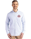 Miami Marlins City Connect Cutter & Buck Skyline Epic Confidence Recycled Pinstripe Mens Long Sleeve Dress Shirt Pale Blue/White Front Thumbnail Image