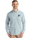 Tampa Bay Rays Cooperstown Cutter & Buck Skyline Epic Confidence Recycled Pinstripe Mens Long Sleeve Dress Shirt Hunter/White Front Thumbnail Image