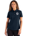 New York Yankees Mono Cutter & Buck Advantage Refresh Epic Confidence Recycled Womens Tri-Blend Pique Polo Liberty Navy Front Thumbnail Image