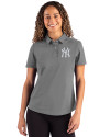 New York Yankees Cutter & Buck Advantage Refresh Epic Confidence Recycled Womens Tri-Blend Pique Polo Elemental Grey Front Thumbnail Image