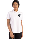 Minnesota Twins Mono Cutter & Buck Advantage Refresh Epic Confidence Recycled Womens Tri-Blend Pique Polo White Front Thumbnail Image