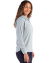 Hawaii Warriors Cutter & Buck Skyline Epic Confidence Recycled Pinstripe Womens Long Sleeve Dress Shirt  Hunter/White Side Thumbnail Image