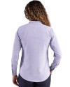 Pitt Panthers Cutter & Buck Skyline Epic Confidence Recycled Pinstripe Womens Long Sleeve Dress Shirt  Tour Blue/White Back Thumbnail Image