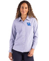 Kentucky Wildcats Cutter & Buck Skyline Epic Confidence Recycled Pinstripe Womens Long Sleeve Dress Shirt  Tour Blue/White Front Thumbnail Image