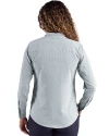 Miami Hurricanes Cutter & Buck Skyline Epic Confidence Recycled Pinstripe Womens Long Sleeve Dress Shirt  Hunter/White Back Thumbnail Image