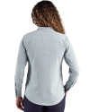 Michigan State Spartans Cutter & Buck Skyline Epic Confidence Recycled Pinstripe Womens Long Sleeve Dress Shirt  Hunter/White Back Thumbnail Image