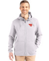 View image 7: Dayton Flyers Cutter & Buck Roam Recycled Buttery-Soft Knit Mens Full Zip Hooded Jacket Solitaire Front