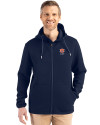 Auburn Tigers Alumni Cutter & Buck Roam Epic Versatility Recycled Mens Full Zip Hooded Jacket Navy Blue Front Thumbnail Image