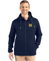 Quinnipiac Bobcats Cutter & Buck Roam Epic Versatility Recycled Mens Full Zip Hooded Jacket Navy Blue Front Thumbnail Image