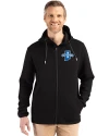 Indiana State Sycamores Cutter & Buck Roam Epic Versatility Recycled Mens Full Zip Hooded Jacket Black Front Thumbnail Image