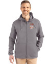 View image 4: Texas Longhorns SEC Cutter & Buck Roam Recycled Buttery-Soft Knit Mens Full Zip Hooded Jacket Elemental Grey Front