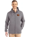 Oregon State Beavers Cutter & Buck Roam Epic Versatility Recycled Mens Full Zip Hooded Jacket Elemental Grey Front Thumbnail Image