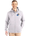 Kansas Jayhawks Cutter & Buck Roam Epic Versatility Recycled Mens Full Zip Hooded Jacket Solitare Front Thumbnail Image