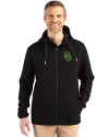 View image 1: Oregon Ducks- Cutter & Buck Roam Recycled Buttery-Soft Knit Mens Full Zip Hooded Jacket Black Front