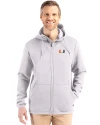 Miami Hurricanes Cutter & Buck Roam Epic Versatility Recycled Mens Full Zip Hooded Jacket Solitare Front Thumbnail Image