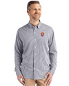 Virginia Tech Hokies College Vault Cutter & Buck Skyline Epic Confidence Recycled Gingham Mens Long Sleeve Dress Shirt Black/White Front Thumbnail Image